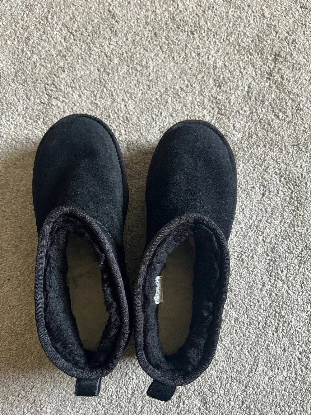 UGG Black Platform Ultra Mini Suede Boots Women’s 9 NWOT